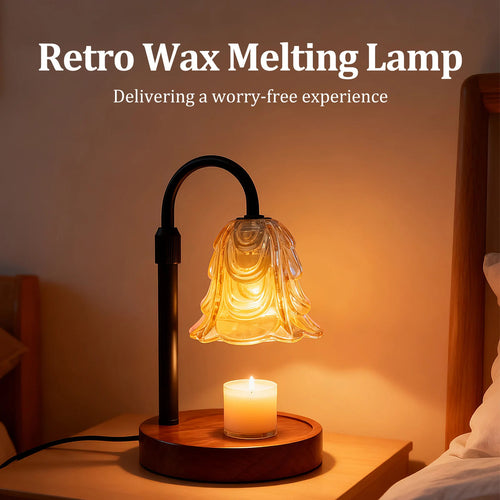 Velnio BloomGlow™ Vintage Floral Glass Candle Warmer Lamp (Dimmable & Timer)