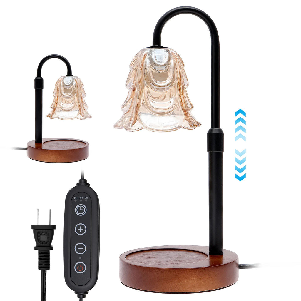 Velnio BloomGlow™ Vintage Floral Glass Candle Warmer Lamp (Dimmable & Timer)