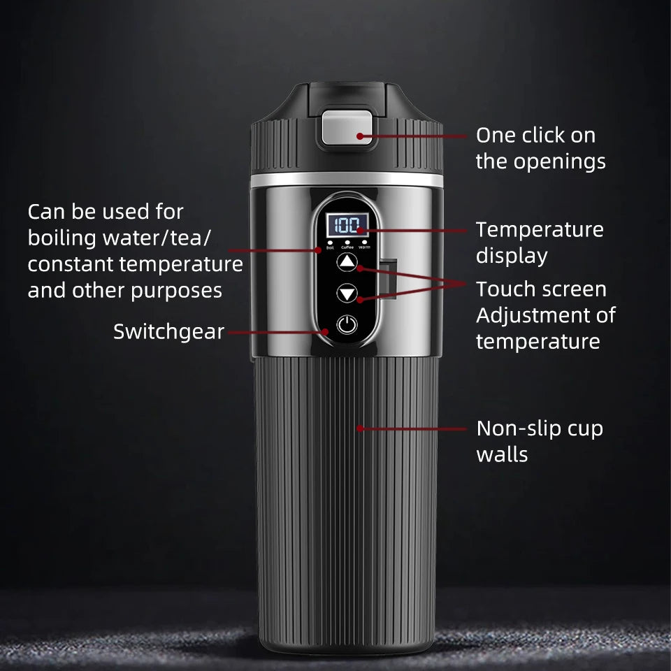 VELNIO HeatCup Pro™ 12V/24V Heated Car Mug
