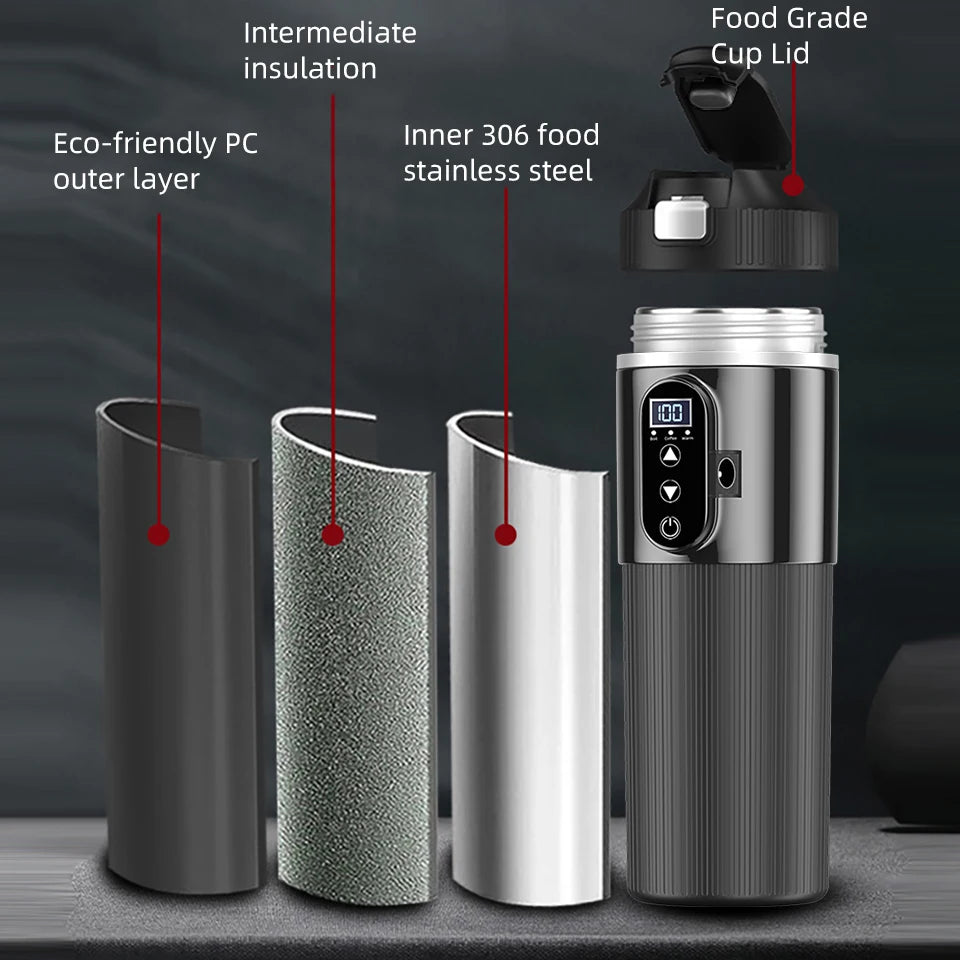 VELNIO HeatCup Pro™ 12V/24V Heated Car Mug