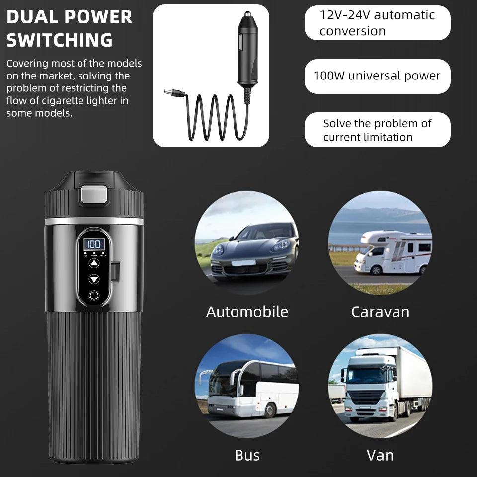 VELNIO HeatCup Pro™ 12V/24V Heated Car Mug